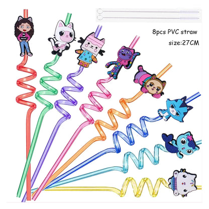 Gabby Dollhouse Birthday Decoration Kit Mix Gabby Birthday Napkins Cups Tablecloth Plates Gabby Cat Balloon Supplies Party Favor