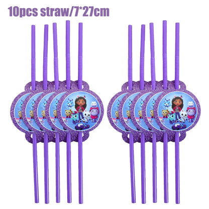 Gabby Dollhouse Birthday Decoration Kit Mix Gabby Birthday Napkins Cups Tablecloth Plates Gabby Cat Balloon Supplies Party Favor