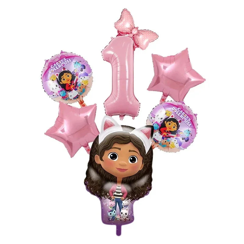 Gabby Dollhouse Birthday Decoration Kit Mix Gabby Birthday Napkins Cups Tablecloth Plates Gabby Cat Balloon Supplies Party Favor