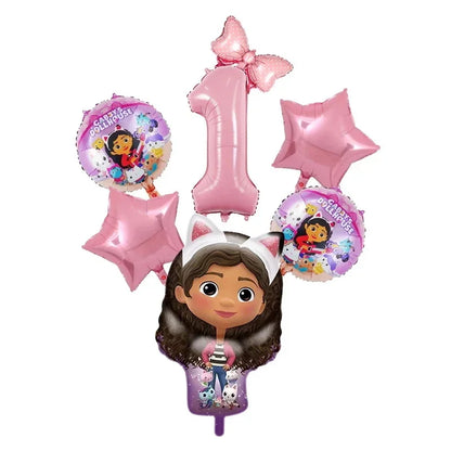 Gabby Dollhouse Birthday Decoration Kit Mix Gabby Birthday Napkins Cups Tablecloth Plates Gabby Cat Balloon Supplies Party Favor