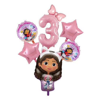 Gabby Dollhouse Birthday Decoration Kit Mix Gabby Birthday Napkins Cups Tablecloth Plates Gabby Cat Balloon Supplies Party Favor