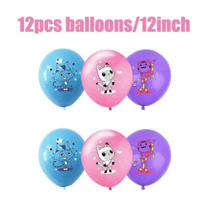 Gabby Dollhouse Birthday Decoration Kit Mix Gabby Birthday Napkins Cups Tablecloth Plates Gabby Cat Balloon Supplies Party Favor