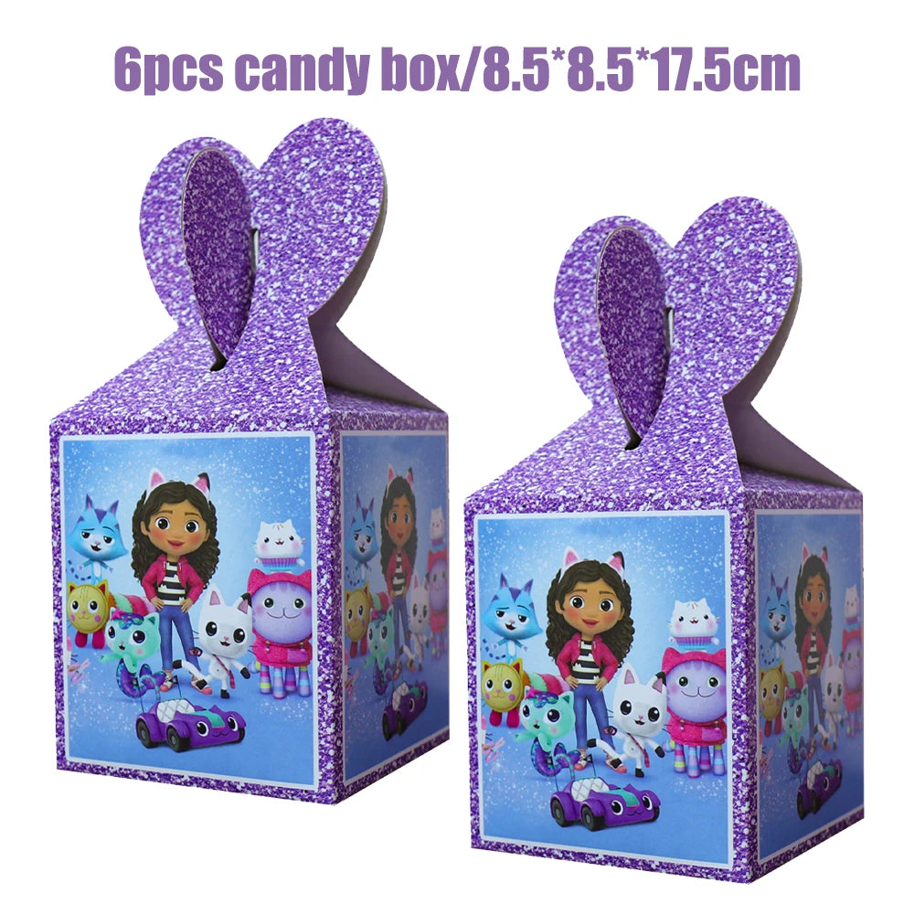 Gabby Dollhouse Birthday Decoration Kit Mix Gabby Birthday Napkins Cups Tablecloth Plates Gabby Cat Balloon Supplies Party Favor