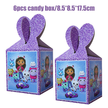 Gabby Dollhouse Birthday Decoration Kit Mix Gabby Birthday Napkins Cups Tablecloth Plates Gabby Cat Balloon Supplies Party Favor