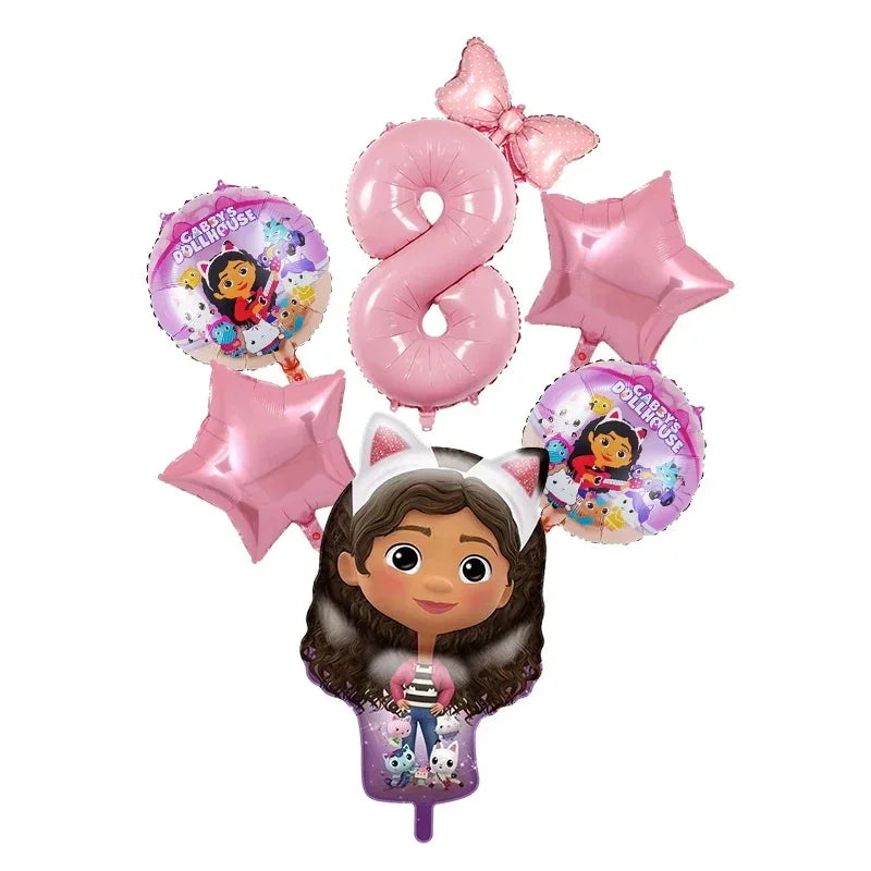 Gabby Dollhouse Birthday Decoration Kit Mix Gabby Birthday Napkins Cups Tablecloth Plates Gabby Cat Balloon Supplies Party Favor