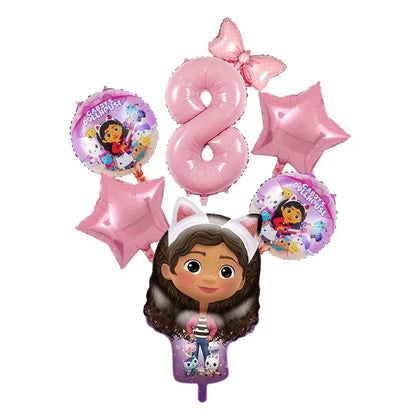 Gabby Dollhouse Birthday Decoration Kit Mix Gabby Birthday Napkins Cups Tablecloth Plates Gabby Cat Balloon Supplies Party Favor