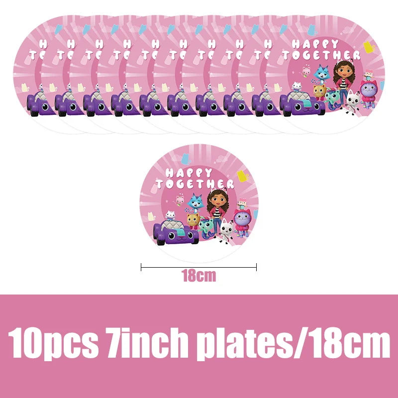 Gabby Dollhouse Birthday Decoration Kit Mix Gabby Birthday Napkins Cups Tablecloth Plates Gabby Cat Balloon Supplies Party Favor