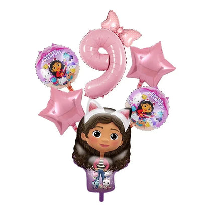 Gabby Dollhouse Birthday Decoration Kit Mix Gabby Birthday Napkins Cups Tablecloth Plates Gabby Cat Balloon Supplies Party Favor