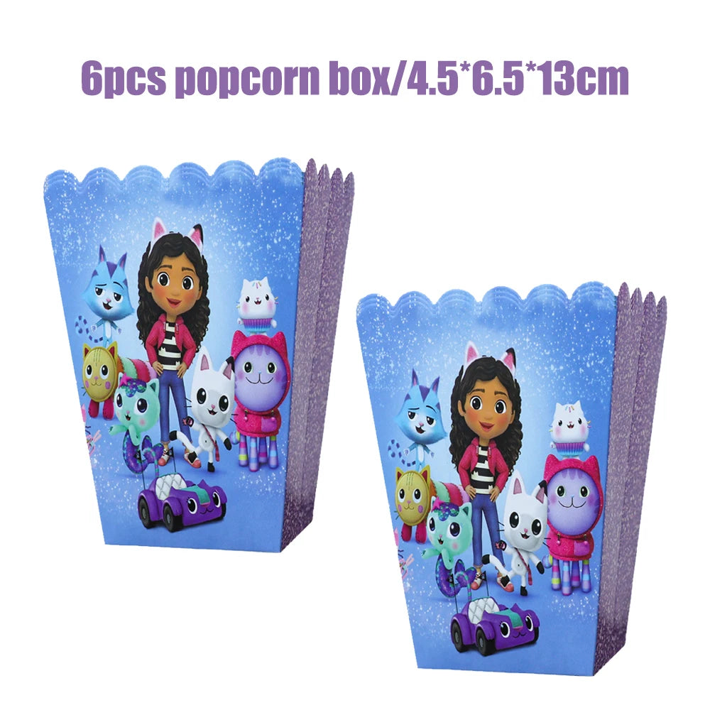 Gabby Dollhouse Birthday Decoration Kit Mix Gabby Birthday Napkins Cups Tablecloth Plates Gabby Cat Balloon Supplies Party Favor