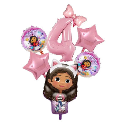 Gabby Dollhouse Birthday Decoration Kit Mix Gabby Birthday Napkins Cups Tablecloth Plates Gabby Cat Balloon Supplies Party Favor