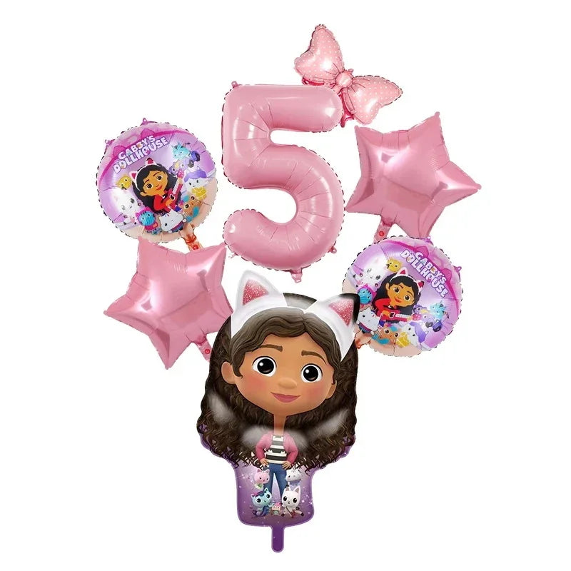 Gabby Dollhouse Birthday Decoration Kit Mix Gabby Birthday Napkins Cups Tablecloth Plates Gabby Cat Balloon Supplies Party Favor