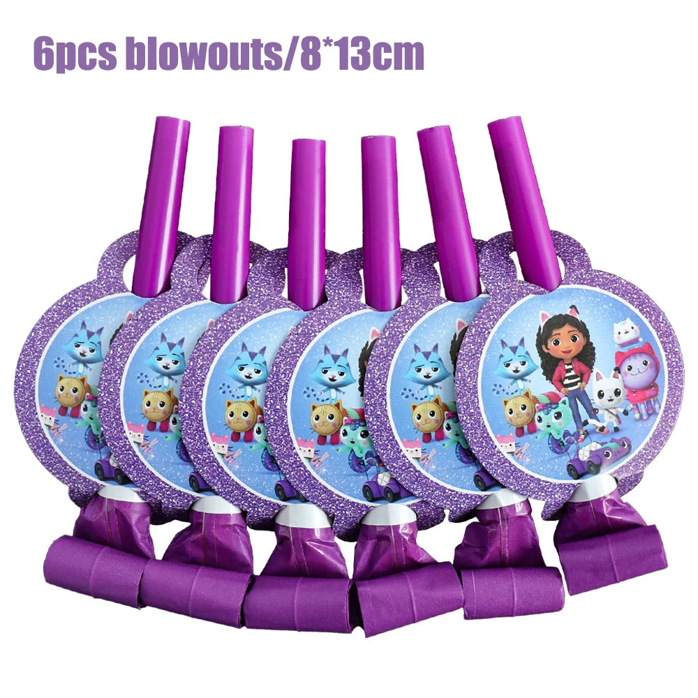 Gabby Dollhouse Birthday Decoration Kit Mix Gabby Birthday Napkins Cups Tablecloth Plates Gabby Cat Balloon Supplies Party Favor