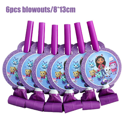 Gabby Dollhouse Birthday Decoration Kit Mix Gabby Birthday Napkins Cups Tablecloth Plates Gabby Cat Balloon Supplies Party Favor