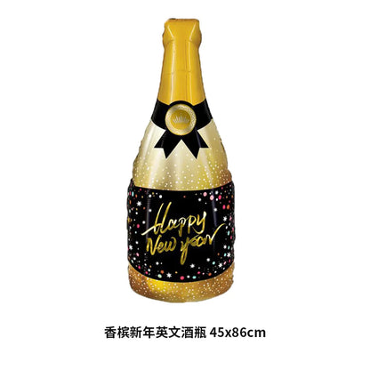 2026 New Years Eve Decoration Happy New Years Star Champagne Cups Wine Bottle Foil Balloons Happy New Years Eve Party Supplies