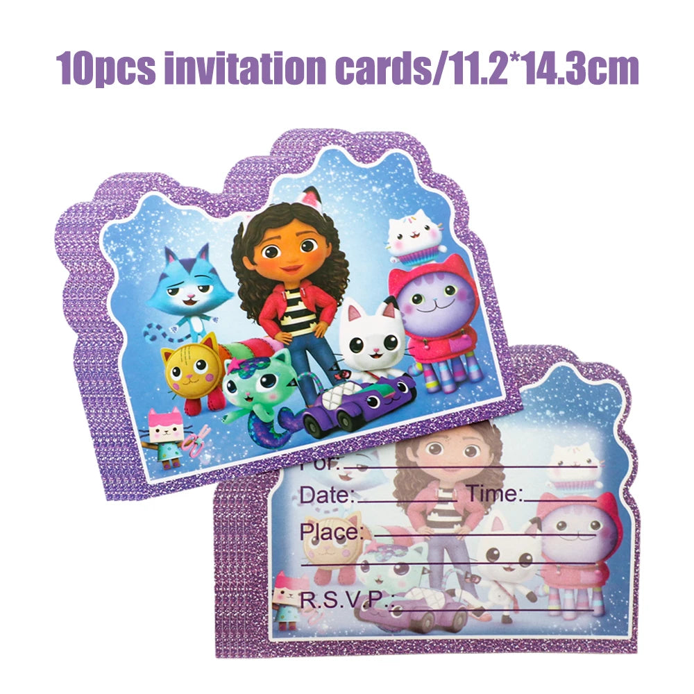 Gabby Dollhouse Birthday Decoration Kit Mix Gabby Birthday Napkins Cups Tablecloth Plates Gabby Cat Balloon Supplies Party Favor