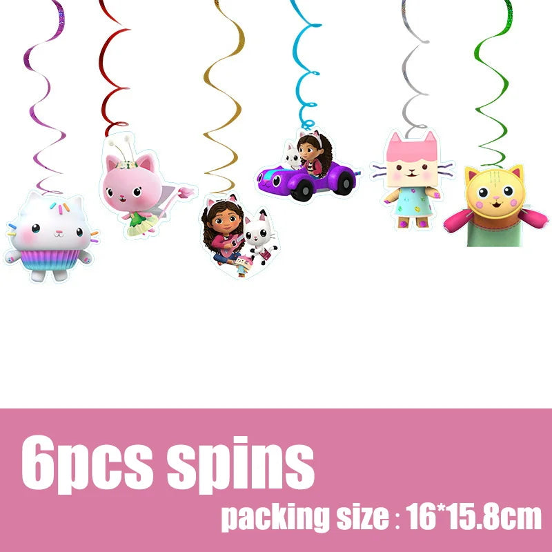 Gabby Dollhouse Birthday Decoration Kit Mix Gabby Birthday Napkins Cups Tablecloth Plates Gabby Cat Balloon Supplies Party Favor