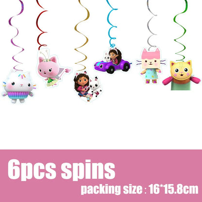 Gabby Dollhouse Birthday Decoration Kit Mix Gabby Birthday Napkins Cups Tablecloth Plates Gabby Cat Balloon Supplies Party Favor