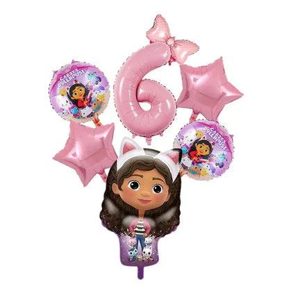 Gabby Dollhouse Birthday Decoration Kit Mix Gabby Birthday Napkins Cups Tablecloth Plates Gabby Cat Balloon Supplies Party Favor