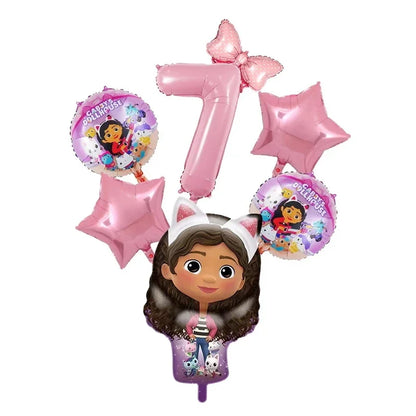 Gabby Dollhouse Birthday Decoration Kit Mix Gabby Birthday Napkins Cups Tablecloth Plates Gabby Cat Balloon Supplies Party Favor