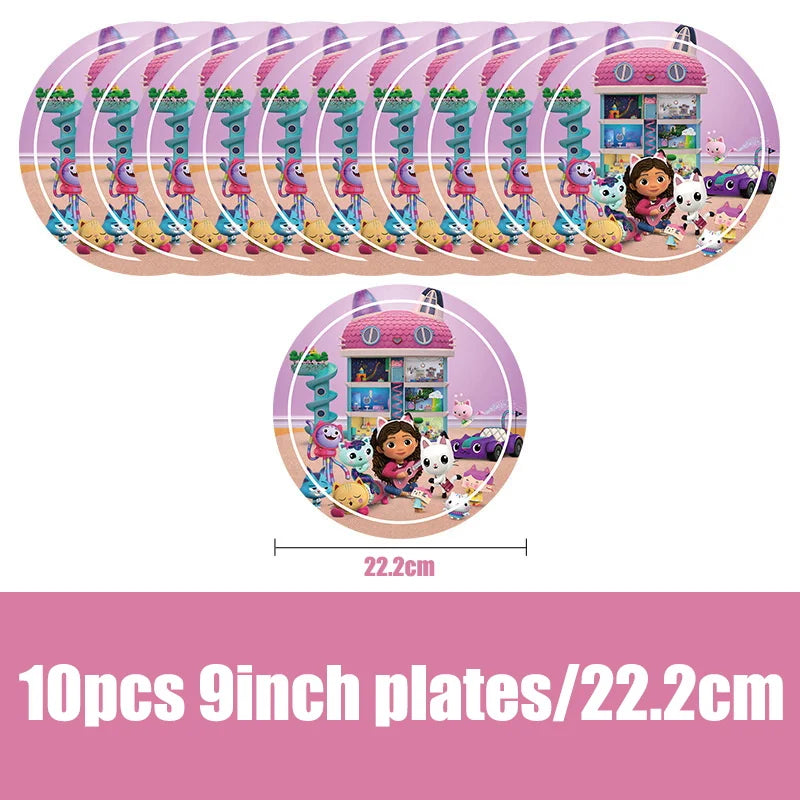 Gabby Dollhouse Birthday Decoration Kit Mix Gabby Birthday Napkins Cups Tablecloth Plates Gabby Cat Balloon Supplies Party Favor