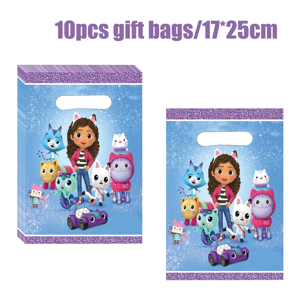 Gabby Dollhouse Birthday Decoration Kit Mix Gabby Birthday Napkins Cups Tablecloth Plates Gabby Cat Balloon Supplies Party Favor