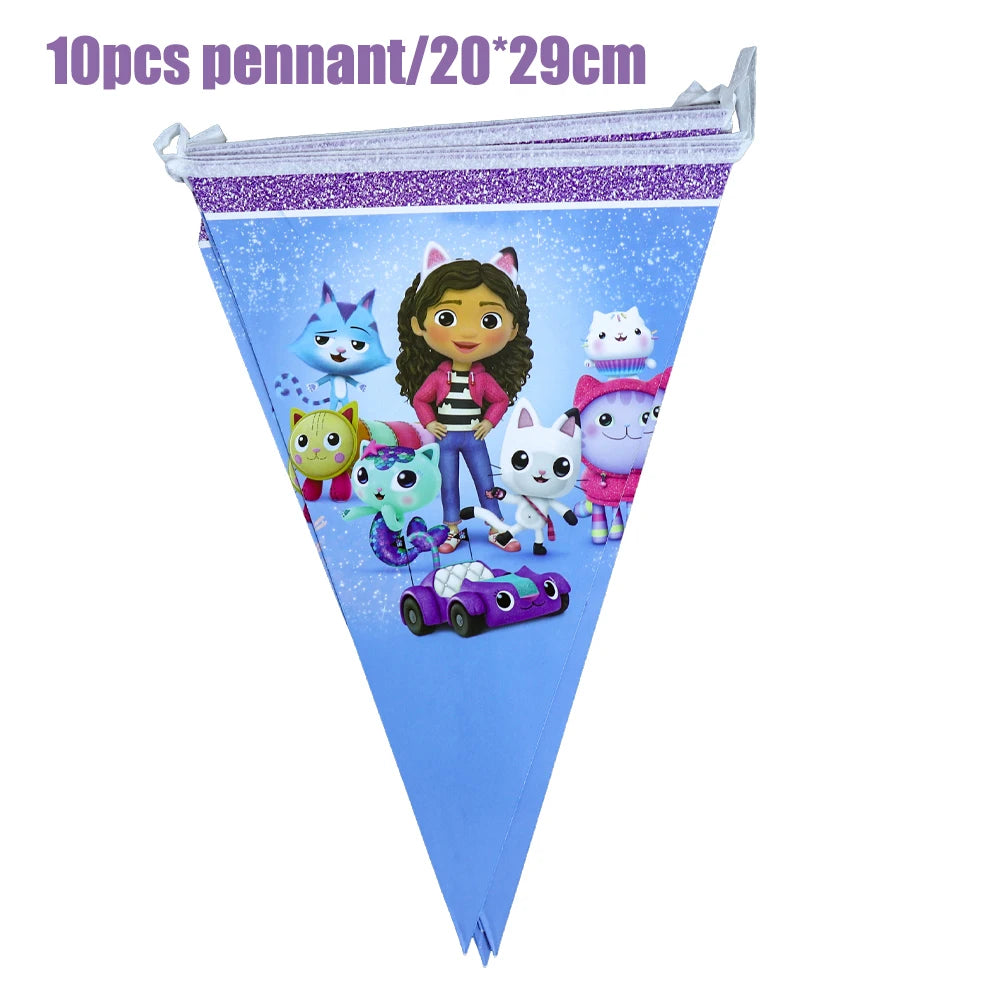 Gabby Dollhouse Birthday Decoration Kit Mix Gabby Birthday Napkins Cups Tablecloth Plates Gabby Cat Balloon Supplies Party Favor