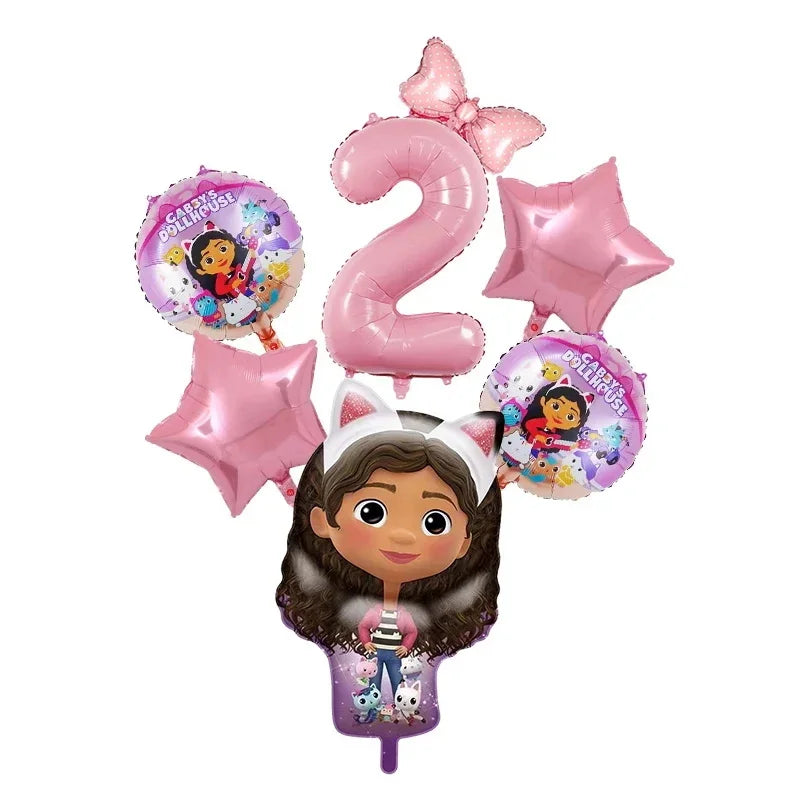 Gabby Dollhouse Birthday Decoration Kit Mix Gabby Birthday Napkins Cups Tablecloth Plates Gabby Cat Balloon Supplies Party Favor